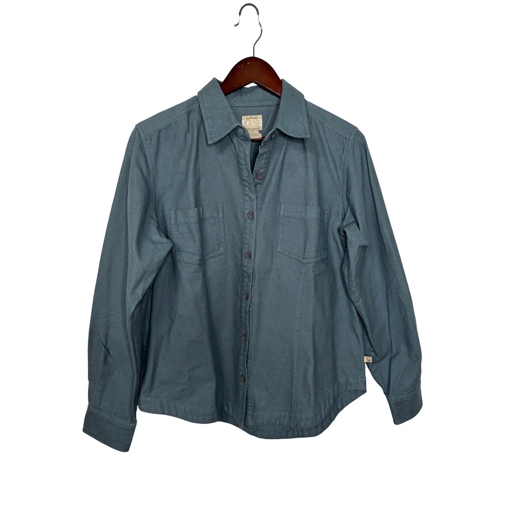 Gander Mountain Guide Series Women Blue Gray Cotton Button Down Utility Shirt M - Picture 1 of 6